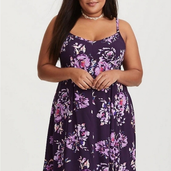 Torrid Purple Floral Maxi Dress - Picture 1 of 6